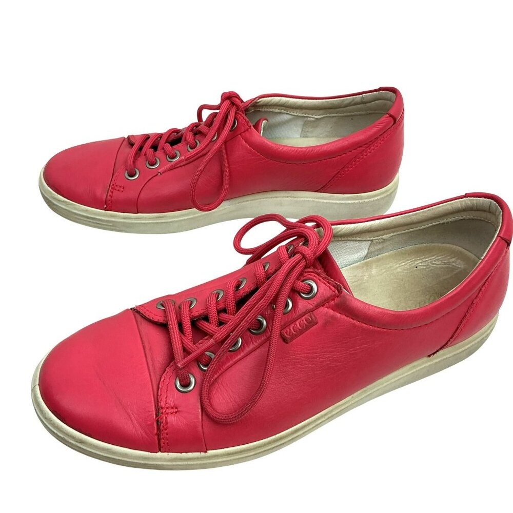 ECCO Soft 7 Leather Lace-Up Sneakers Womens 7 Pink